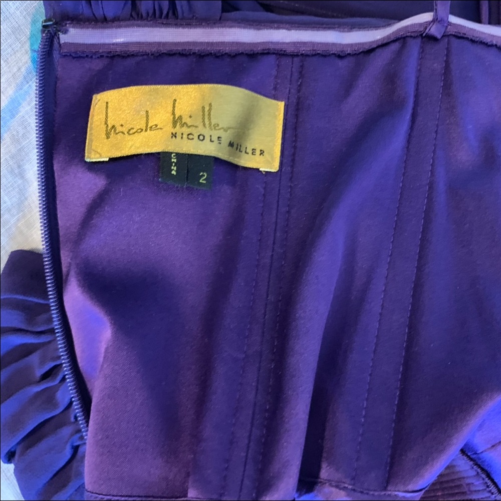 SOLD Nicole Miller Strapless Purple Ombré Silk Gown - Picture 8 of 10
